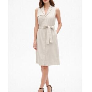 Banana Republic Trench Dress Size 8 Ivory Belted Button Front Midi